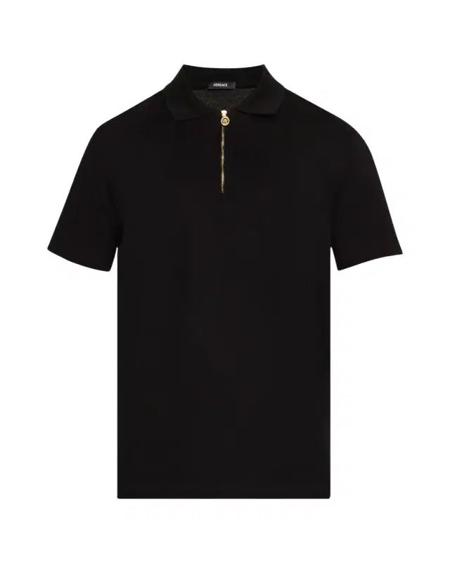 Men's Medusa Zip Pique Polo Shirt