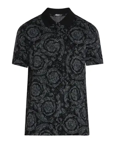 Versace Men's Iconic Barocco Pique Polo Shirt | Thumbnail 1 Versace Men's Iconic Barocco Pique Polo Shirt | Thumbnail 1
