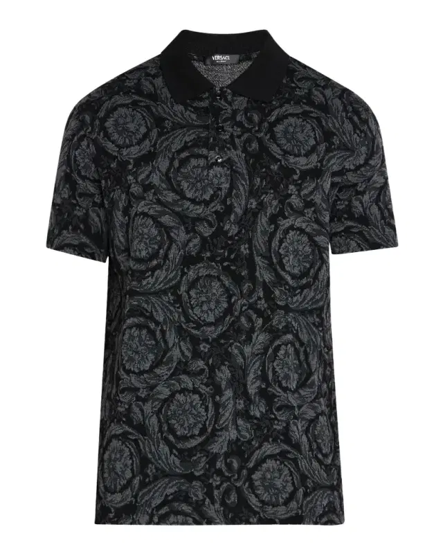 Versace Men 's Iconic Barocco Pique Polo Shirt
