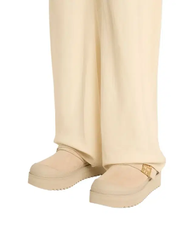 Tory Burch Mellow Suede Shearling Buckle Platform Loafer Mules