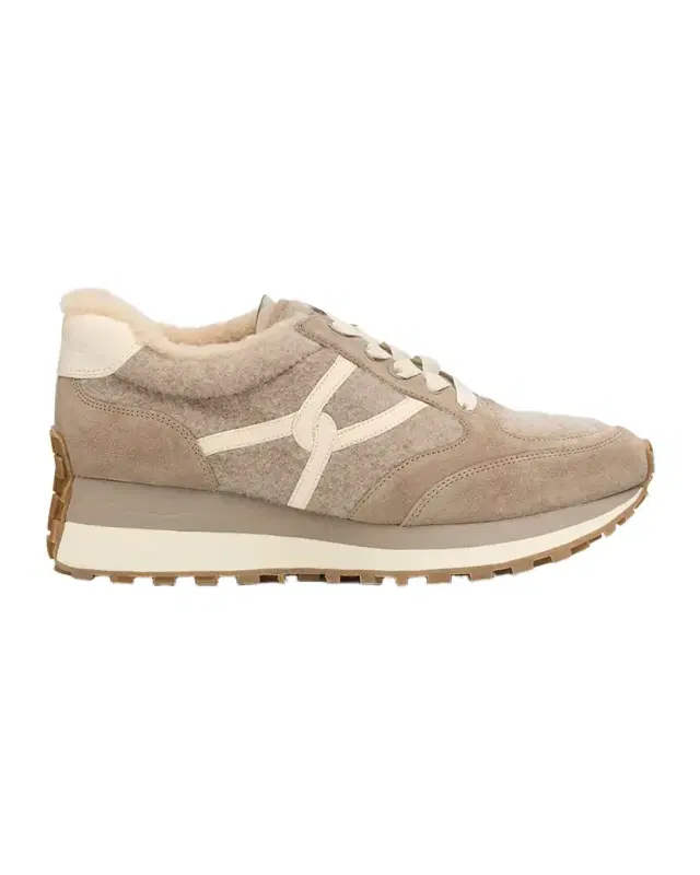 Valentina Suede Shearling Retro Sneakers