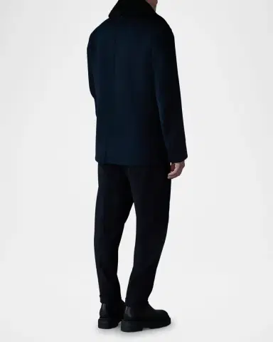 Mackage Men 's Cole Wool Peacoat with Shearling Collar | Thumbnail 3
