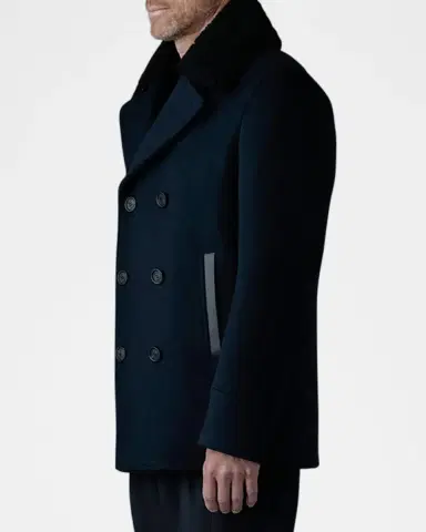 Mackage Men 's Cole Wool Peacoat with Shearling Collar | Thumbnail 5