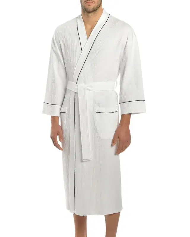Majestic International Men 's Waffle Knit Kimono Robe