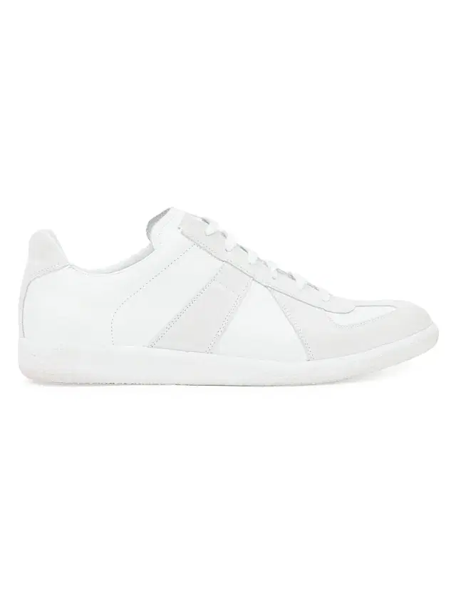 Maison Margiela Men's Replica Leather & Suede Low-Top Sneakers - White