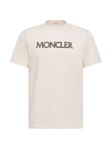 Moncler Men's Crew Neck T-Shirt in Cotton - White Ivory - Size XXL | Thumbnail 1 Moncler Men's Crew Neck T-Shirt in Cotton - White Ivory - Size XXL | Thumbnail 1