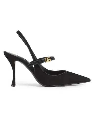 Dolce & Gabbana Women's Italian Tailoring DG Suede Pumps - Nero - Size 12 | Thumbnail 1
