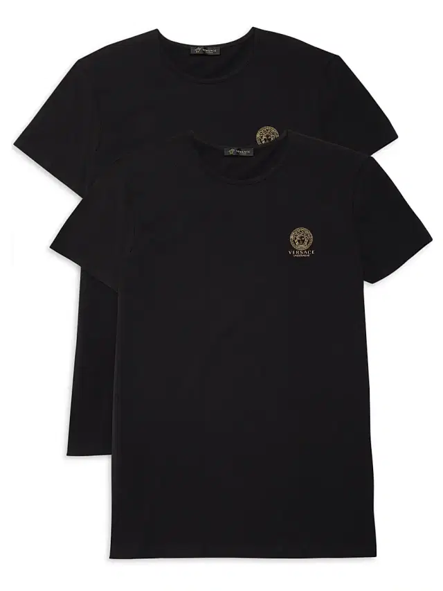 Versace Men's 2-Pack Topeka Bi-Stretch Cotton T-Shirt - Black