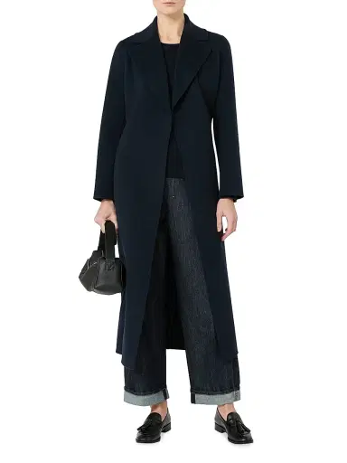 Max Mara Women's Poldo Wool Belted Wrap Coat - Midnightblue - Size 16 | Thumbnail 2