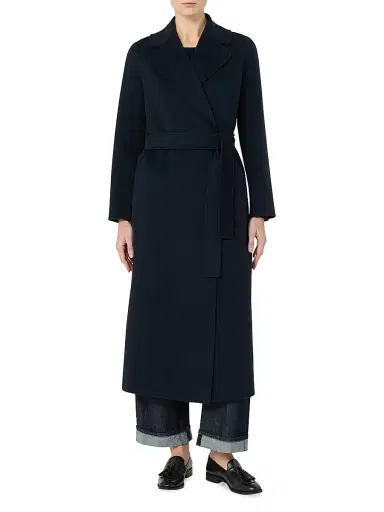 Max Mara Women's Poldo Wool Belted Wrap Coat - Midnightblue - Size 16 | Thumbnail 3