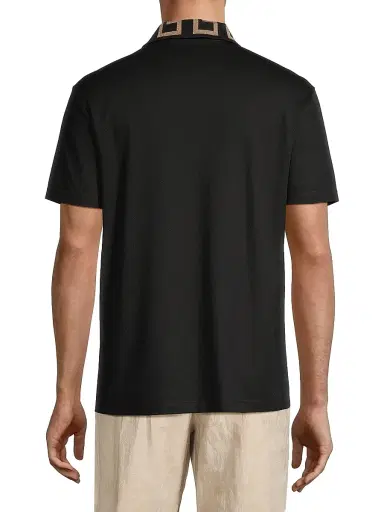 Versace Men's Piquet Cotton Polo Shirt - Black - Size XL | Thumbnail 5