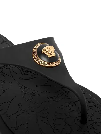 Versace Women's Medusa Baroque Flip-Flops - Black Gold - Size 12 | Thumbnail 5 Versace Women's Medusa Baroque Flip-Flops - Black Gold - Size 12 | Thumbnail 5