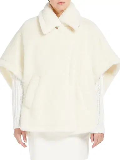 Max Mara Women's Cape in Alpaca and Wool Teddy Fabric | Thumbnail 2