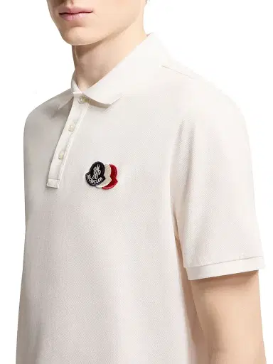 Moncler Men's Polo Shirt in Cotton Piquet - White - Size XXXL | Thumbnail 4