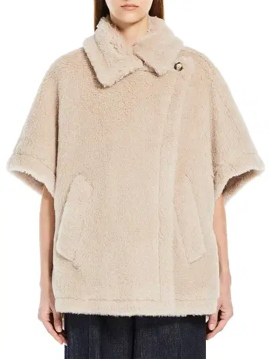 Max Mara Women's Cape in Alpaca and Wool Teddy Fabric | Thumbnail 2 Max Mara Women's Cape in Alpaca and Wool Teddy Fabric | Thumbnail 2