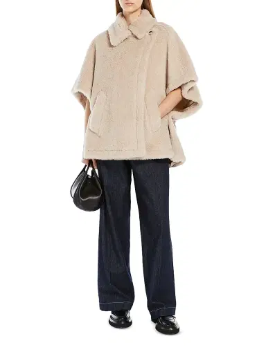 Max Mara Women's Cape in Alpaca and Wool Teddy Fabric | Thumbnail 4 Max Mara Women's Cape in Alpaca and Wool Teddy Fabric | Thumbnail 4