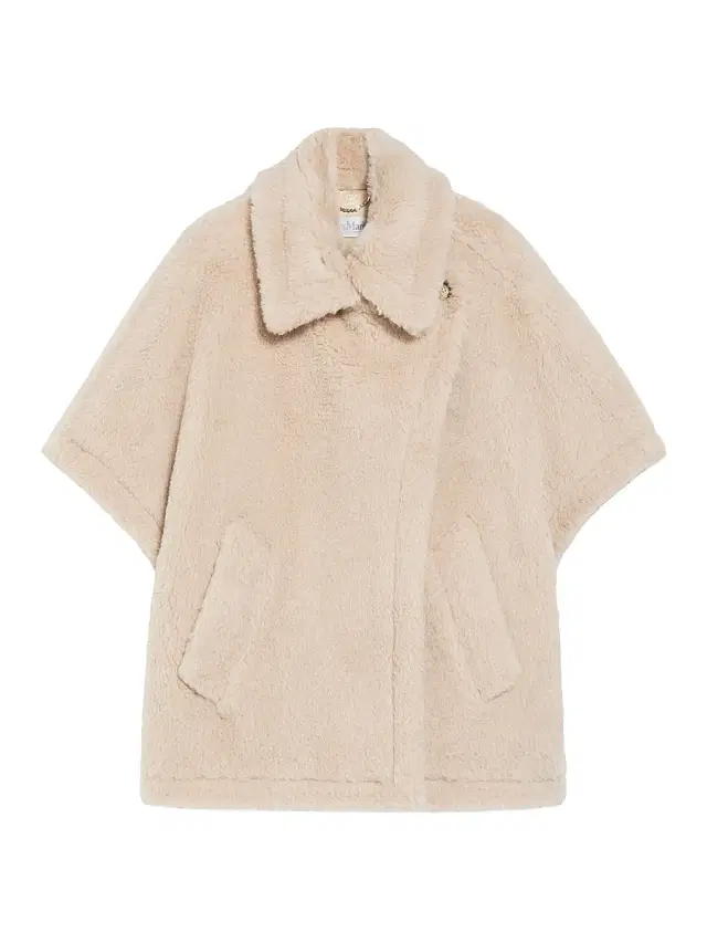 Women's Cape in Alpaca and Wool Teddy Fabric - Beige