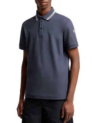 Moncler Men's Polo Shirt in Cotton Piquet - Royal Blue - Size Large | Thumbnail 2