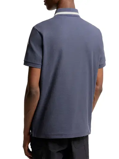 Moncler Men's Polo Shirt in Cotton Piquet - Royal Blue - Size Large | Thumbnail 3