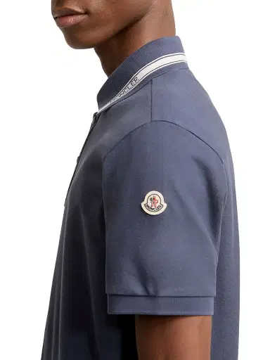 Moncler Men's Polo Shirt in Cotton Piquet - Royal Blue - Size Large | Thumbnail 4