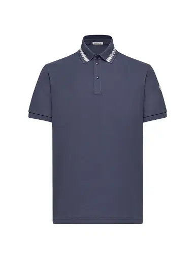 Moncler Men's Polo Shirt in Cotton Piquet - Royal Blue - Size Large | Thumbnail 1
