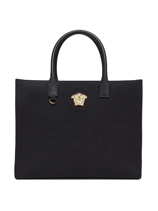 Versace Women's Logo Canvas Tote - Black  Gold