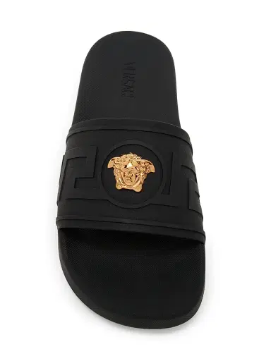 Versace Men's Medusa Rubber Slide Sandals - Black Gold - Size 13 | Thumbnail 4