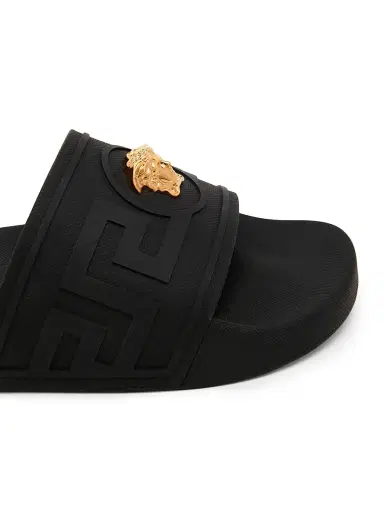Versace Men's Medusa Rubber Slide Sandals - Black Gold - Size 13 | Thumbnail 6