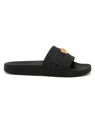 Versace Men's Medusa Rubber Slide Sandals - Black Gold - Size 13 | Thumbnail 1