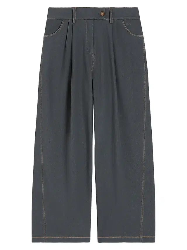 MM Max Mara Women's Straight Fit Denim Look Trousers - Dark Grey