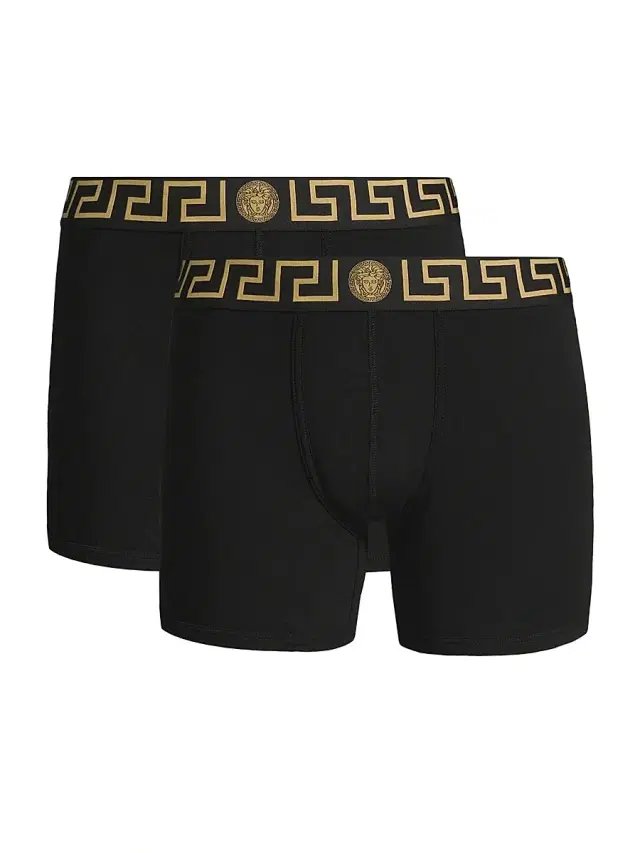 Versace Men's 2-Pack Trunk Boxer Briefs - Black Gold