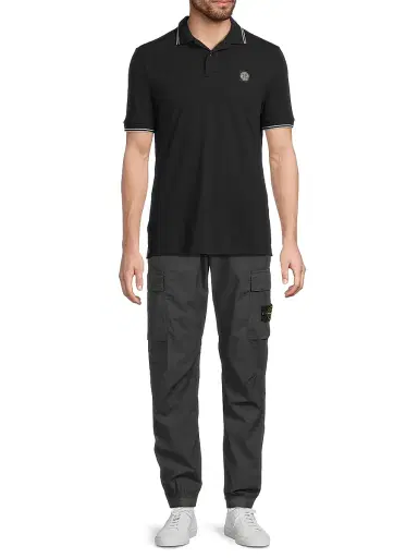 Stone Island Men's Stretch-Cotton Polo Shirt - Black | Thumbnail 2 Stone Island Men's Stretch-Cotton Polo Shirt - Black | Thumbnail 2