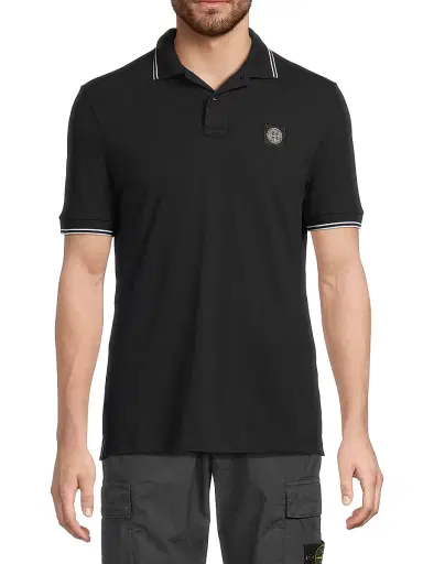 Stone Island Men's Stretch-Cotton Polo Shirt - Black | Thumbnail 3 Stone Island Men's Stretch-Cotton Polo Shirt - Black | Thumbnail 3