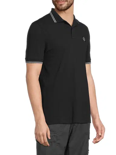 Stone Island Men's Stretch-Cotton Polo Shirt - Black | Thumbnail 4 Stone Island Men's Stretch-Cotton Polo Shirt - Black | Thumbnail 4