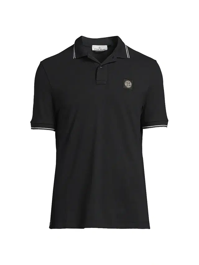 Stone Island Men's Stretch-Cotton Polo Shirt - Black