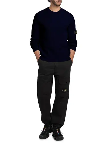 Stone Island Men's Cotton Crewneck Sweater - Navy Blue - Size Large | Thumbnail 2
