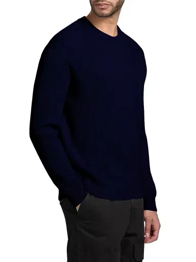 Stone Island Men's Cotton Crewneck Sweater - Navy Blue - Size Large | Thumbnail 4