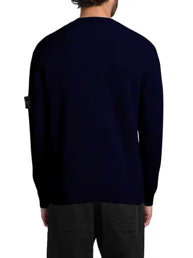 Stone Island Men's Cotton Crewneck Sweater - Navy Blue - Size Large | Thumbnail 5