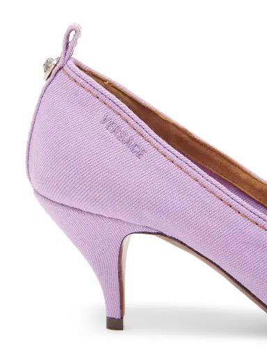 Versace Women's 65MM Denim Pumps - Lilac Arch Palladium - Size 11 | Thumbnail 5 Versace Women's 65MM Denim Pumps - Lilac Arch Palladium - Size 11 | Thumbnail 5