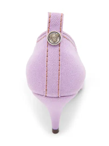Versace Women's 65MM Denim Pumps - Lilac Arch Palladium - Size 11 | Thumbnail 6 Versace Women's 65MM Denim Pumps - Lilac Arch Palladium - Size 11 | Thumbnail 6