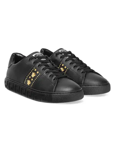 Versace Men's Medusa Studded Low-Top Sneakers - Black Gold - Size 13 | Thumbnail 2 Versace Men's Medusa Studded Low-Top Sneakers - Black Gold - Size 13 | Thumbnail 2