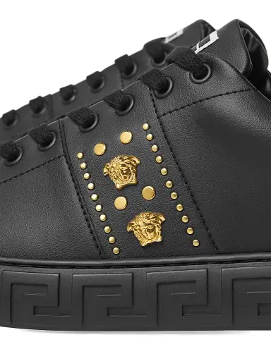 Versace Men's Medusa Studded Low-Top Sneakers - Black Gold - Size 13 | Thumbnail 3 Versace Men's Medusa Studded Low-Top Sneakers - Black Gold - Size 13 | Thumbnail 3