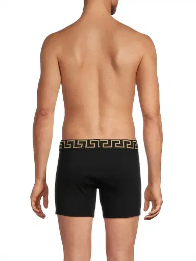 Versace Men's Greca Waistband Jersey Trunks - Black Gold | Thumbnail 5