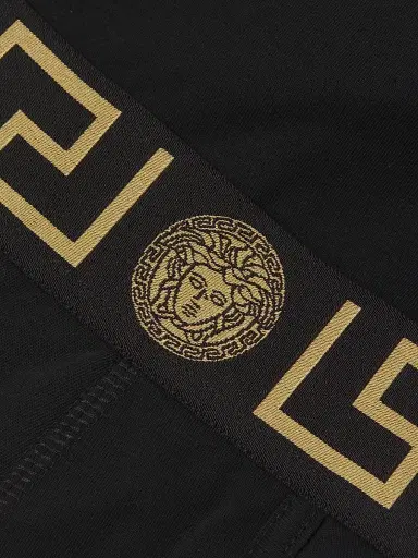 Versace Men's Greca Waistband Jersey Trunks - Black Gold | Thumbnail 6