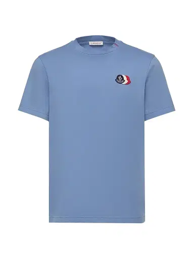 Moncler Men's Crewneck T-Shirt in Cotton - Light Blue - Size Large | Thumbnail 1