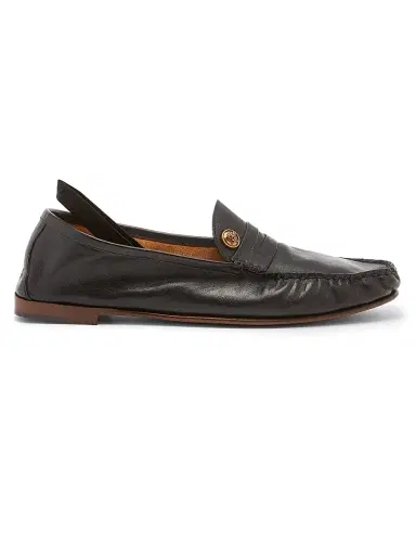 Versace Men's Medusa Leather Penny Loafers - Black Gold - Size 13 | Thumbnail 1