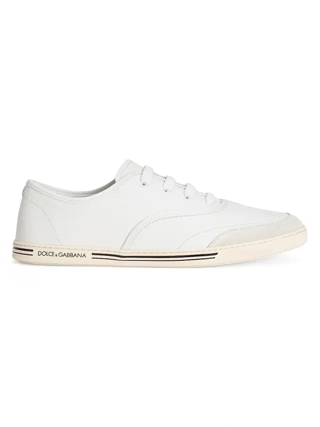 Men's Faux-Leather Low-Top Sneakers - White
