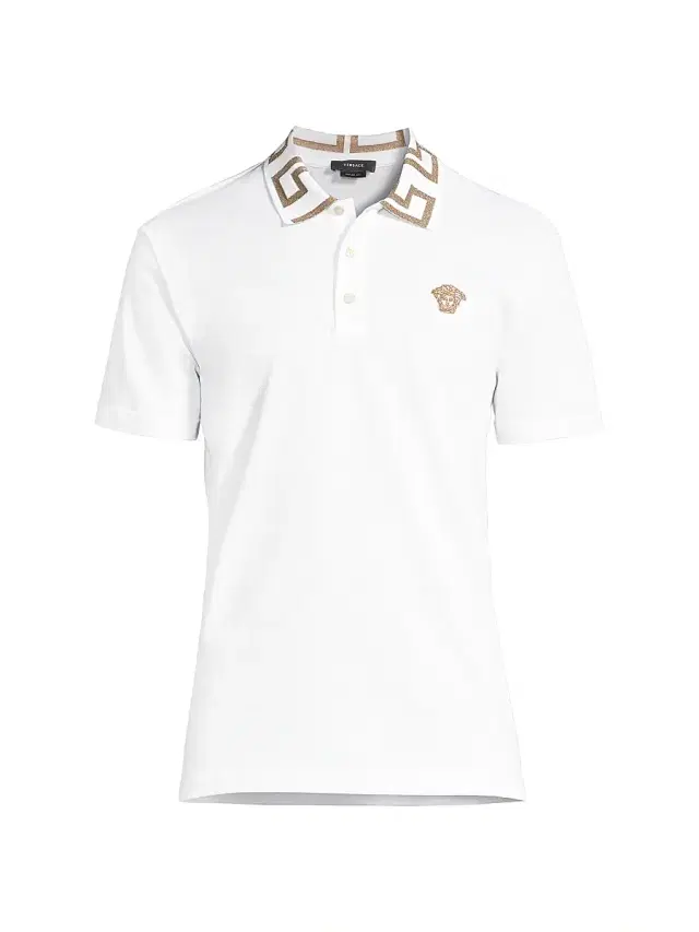 Versace Men's Piquet Cotton Polo Shirt - Optical White