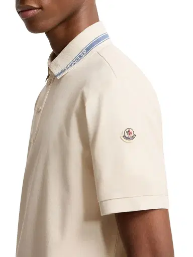 Moncler Men's Polo Shirt in Cotton Piquet - White | Thumbnail 4