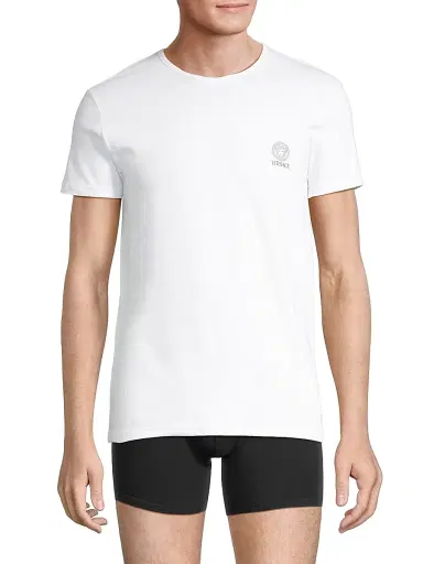 Versace Men's Logo Crewneck T-Shirt - Optical White | Thumbnail 3 Versace Men's Logo Crewneck T-Shirt - Optical White | Thumbnail 3